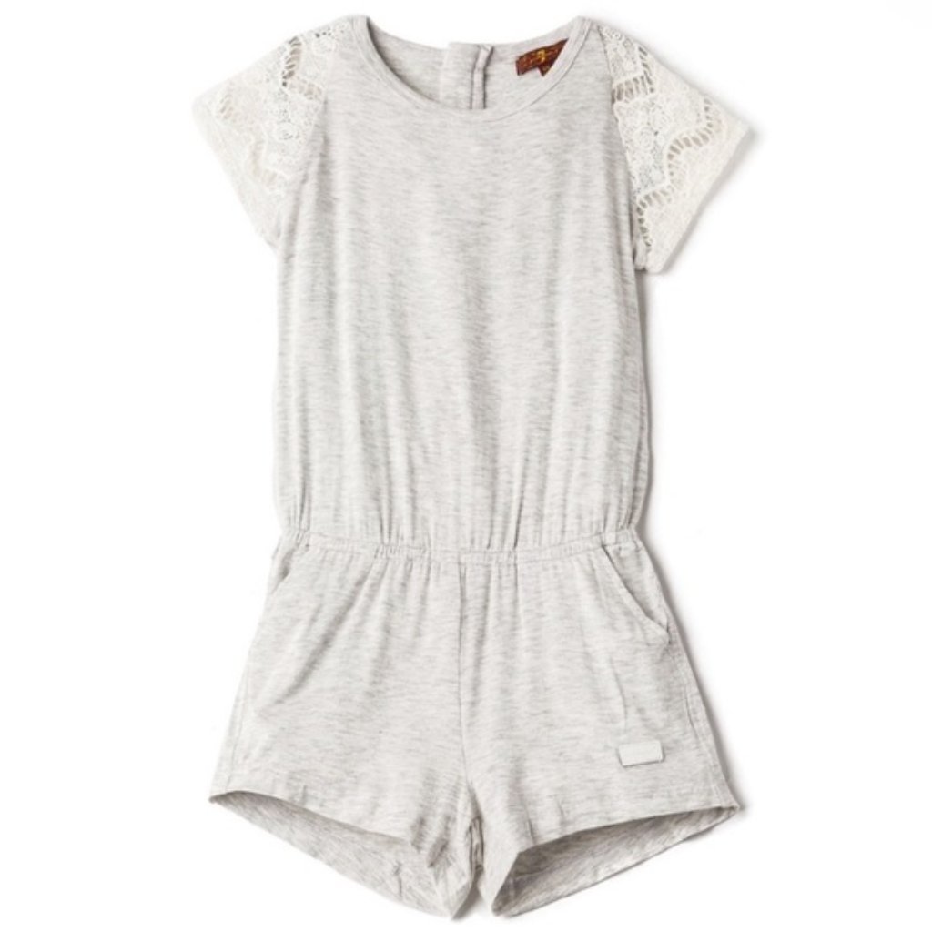 7 For All Mankind Gray White Girls Romper Brand New